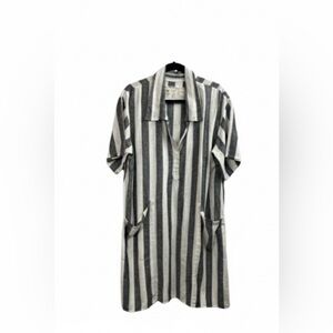 Women’s Farmhouse Frocks Oversized Tunic/Lagenlook Gray and White Shirtdress